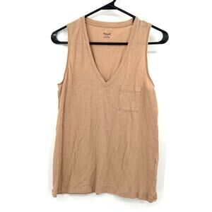 Madewell Size Small Sleeveless Tank Top Shirt Blouse Tan V Neck Basic Layer‎